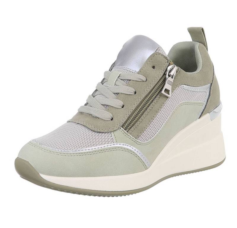 Ital-Design Damen Low-Top Freizeit Sneaker (88577362) Keilabsatz/Wedge Sneakers Low in Hellgrün von Ital-Design