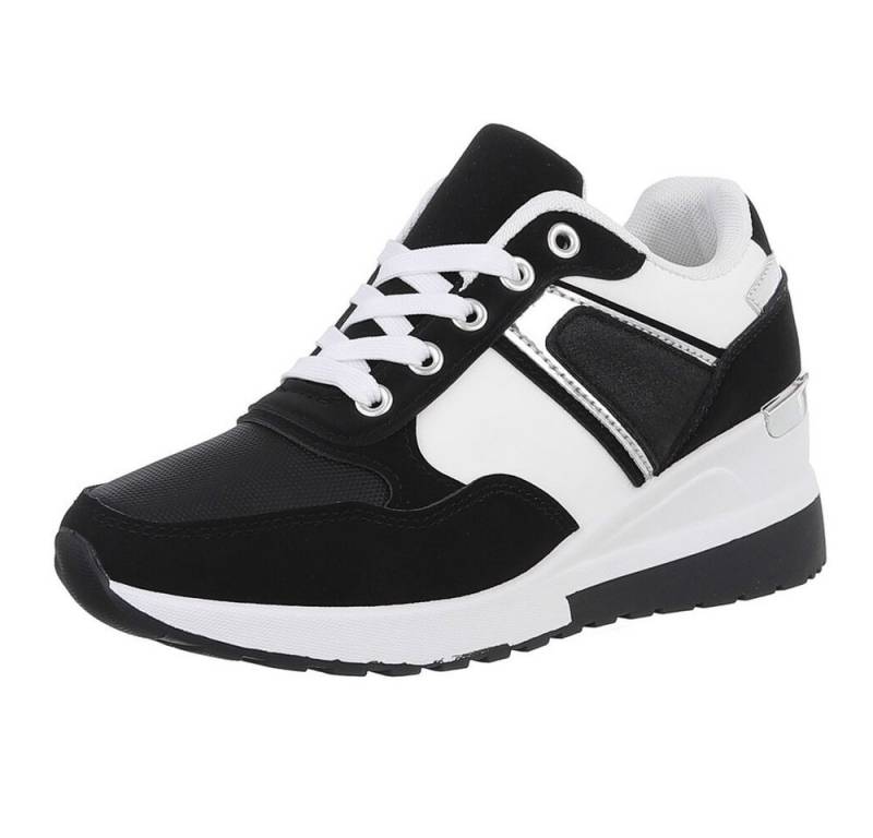 Ital-Design Damen Low-Top Freizeit Sneaker (88671647) Keilabsatz/Wedge Sneakers Low in Schwarz von Ital-Design