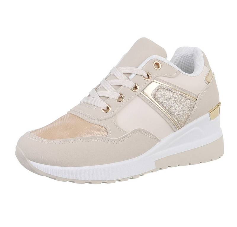 Ital-Design Damen Low-Top Freizeit Sneaker (88671651) Keilabsatz/Wedge Sneakers Low in Beige von Ital-Design