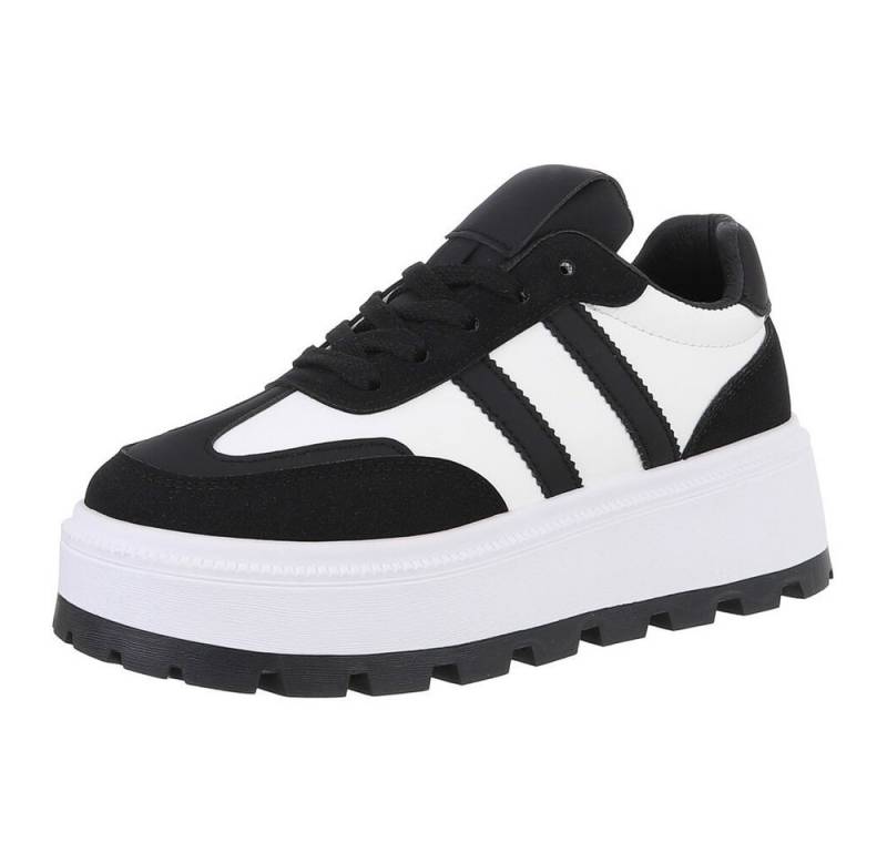 Ital-Design Damen Low-Top Freizeit Sneaker (88671777) Keilabsatz/Wedge Sneakers Low in Schwarz von Ital-Design