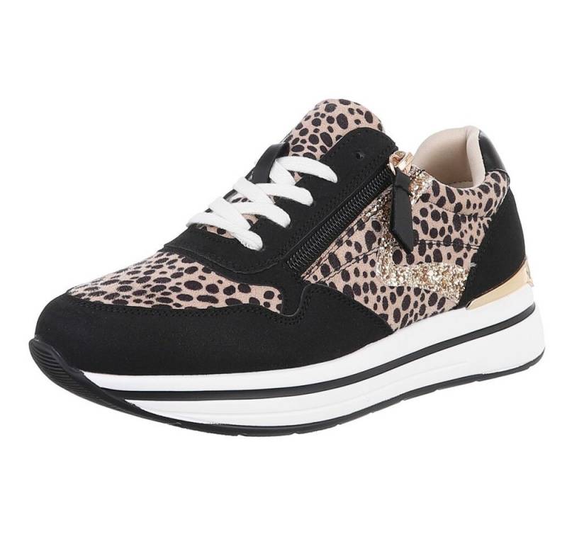 Ital-Design Damen Low-Top Freizeit Sneaker (88671844) Keilabsatz/Wedge Sneakers Low in Schwarz von Ital-Design