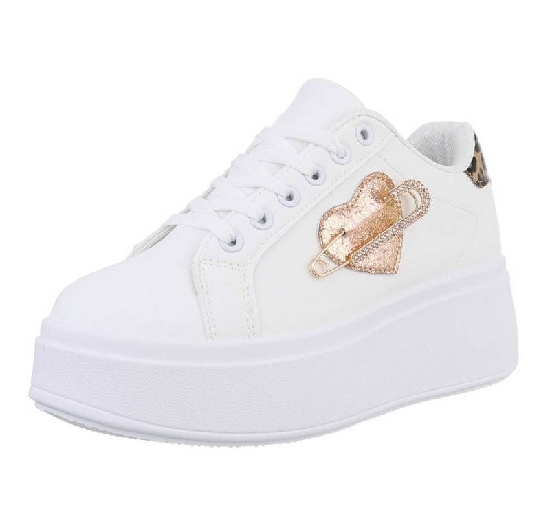 Ital-Design Damen Low-Top Freizeit Sneaker (88930473) Keilabsatz/Wedge Sneakers Low in Weiß von Ital-Design