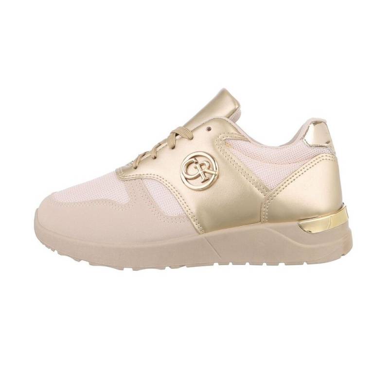 Ital-Design Damen Low-Top Freizeit Sneaker Flach Sneakers Low in Beige von Ital-Design