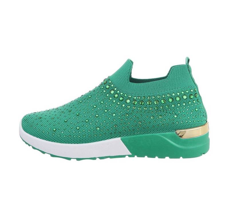 Ital-Design Damen Low-Top Freizeit Sneaker Flach Sneakers Low in Grün von Ital-Design
