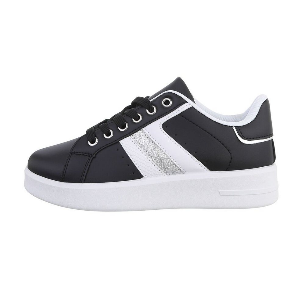 Ital-Design Damen Low-Top Freizeit Sneaker Flach Sneakers Low in Schwarz von Ital-Design
