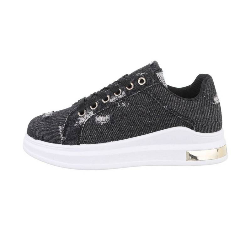 Ital-Design Damen Low-Top Freizeit Sneaker Flach Sneakers Low in Schwarz von Ital-Design