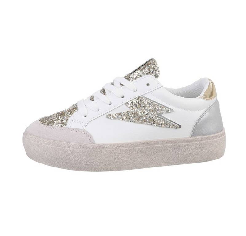 Ital-Design Damen Low-Top Freizeit Sneaker Flach Sneakers Low in Weiß von Ital-Design