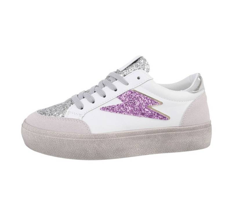 Ital-Design Damen Low-Top Freizeit Sneaker Flach Sneakers Low in Weiß von Ital-Design