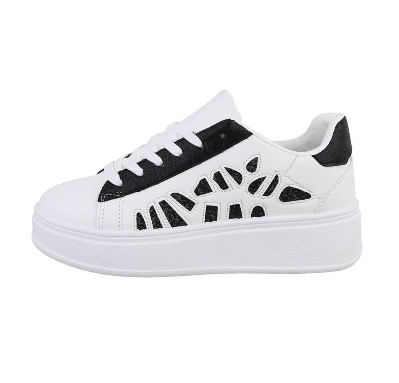 Ital-Design Damen Low-Top Freizeit Sneaker Flach Sneakers Low in Weiß von Ital-Design