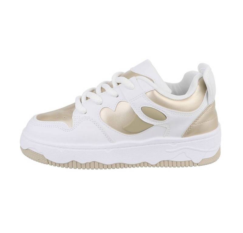 Ital-Design Damen Low-Top Freizeit Sneaker Flach Sneakers Low in Weiß von Ital-Design