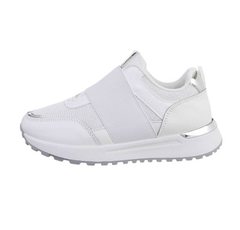 Ital-Design Damen Low-Top Freizeit Sneaker Flach Sneakers Low in Weiß von Ital-Design