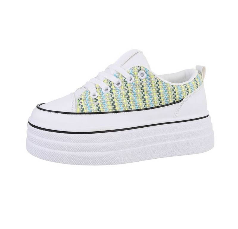 Ital-Design Damen Low-Top Freizeit Sneaker Flach Sneakers Low in Weiß von Ital-Design