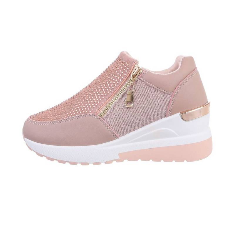 Ital-Design Damen Low-Top Freizeit Sneaker Keilabsatz/Wedge Sneakers Low in Altrosa von Ital-Design