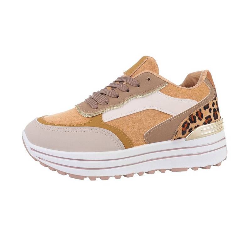 Ital-Design Damen Low-Top Freizeit Sneaker Keilabsatz/Wedge Sneakers Low in Camel von Ital-Design