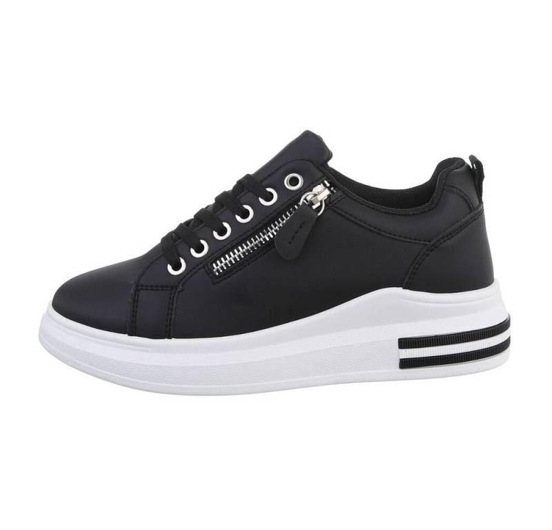 Ital-Design Damen Low-Top Freizeit Sneaker Keilabsatz/Wedge Sneakers Low in Schwarz von Ital-Design