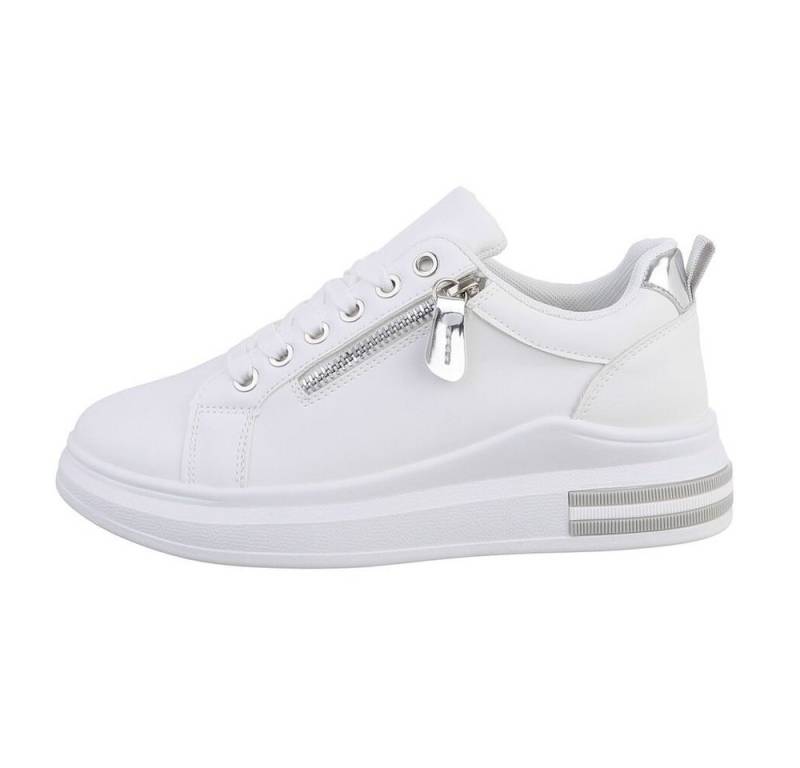 Ital-Design Damen Low-Top Freizeit Sneaker Keilabsatz/Wedge Sneakers Low in Weiß von Ital-Design