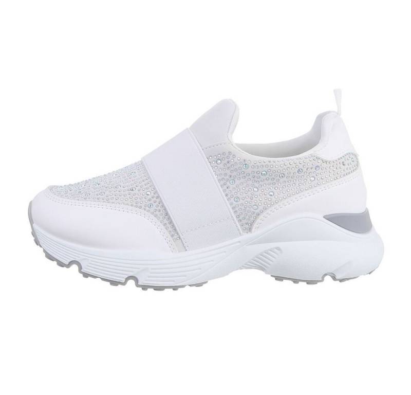 Ital-Design Damen Low-Top Freizeit Sneaker Keilabsatz/Wedge Sneakers Low in Weiß von Ital-Design