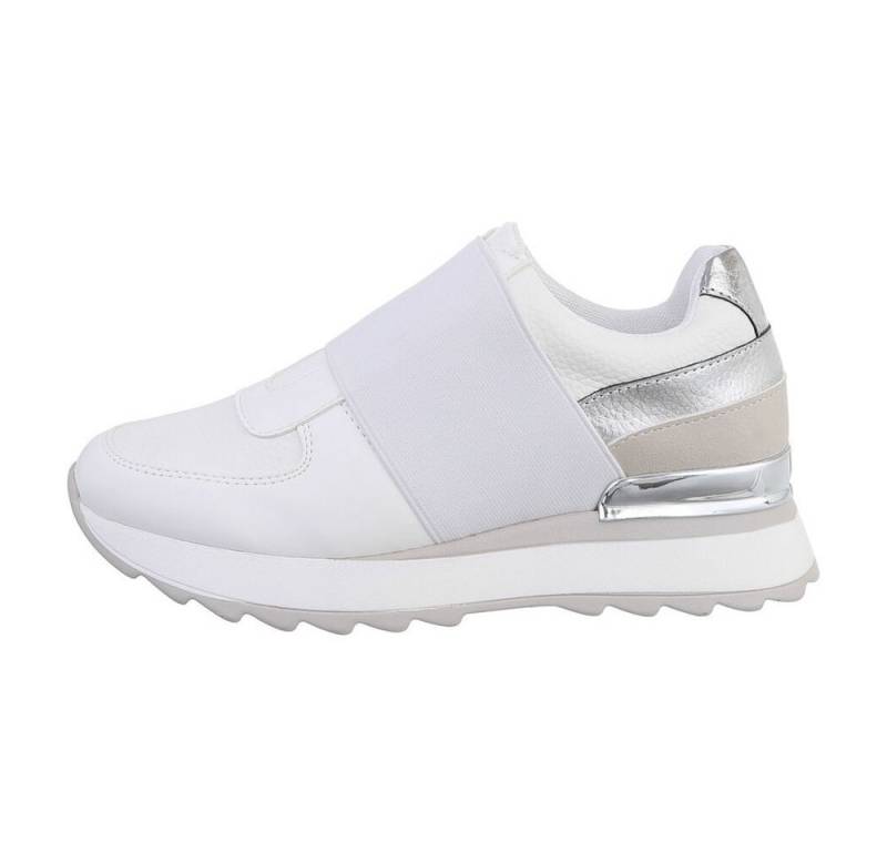 Ital-Design Damen Low-Top Freizeit Sneaker Keilabsatz/Wedge Sneakers Low in Weiß von Ital-Design