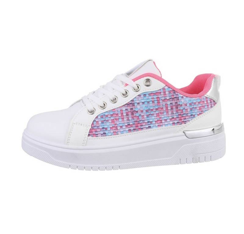 Ital-Design Damen Low-Top Freizeit Sneaker Keilabsatz/Wedge Sneakers Low in Weiß von Ital-Design