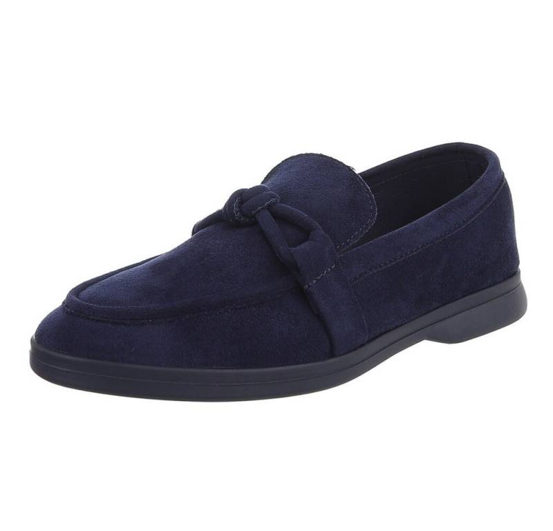 Ital-Design Damen Mokassin mit Schleife – Komfortabler Freizeit-Schuh Slipper (90033015) Blockabsatz Mokassins in Dunkelblau von Ital-Design