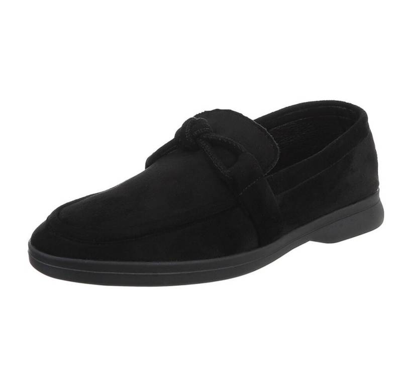 Ital-Design Damen Mokassin mit Schleife – Komfortabler Freizeit-Schuh Slipper (90033021) Blockabsatz Mokassins in Schwarz von Ital-Design