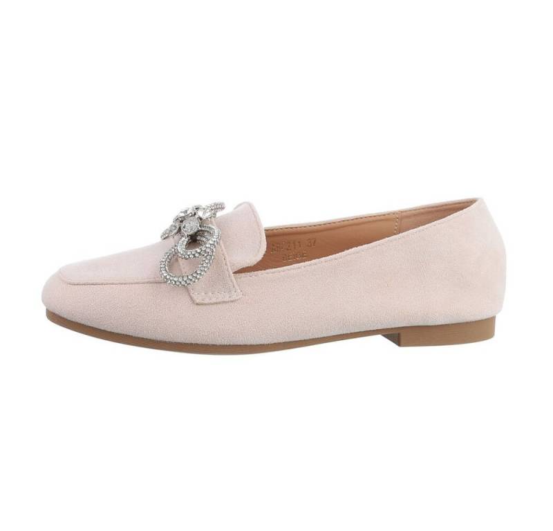 Ital-Design Damen Mokassins Elegant Slipper (81278128) Blockabsatz Mokassins in Beige von Ital-Design