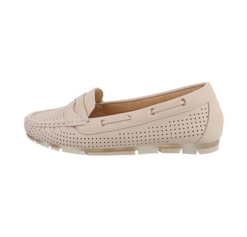 Ital-Design Damen Mokassins Freizeit Slipper (76280517) Flach Mokassins in Beige von Ital-Design
