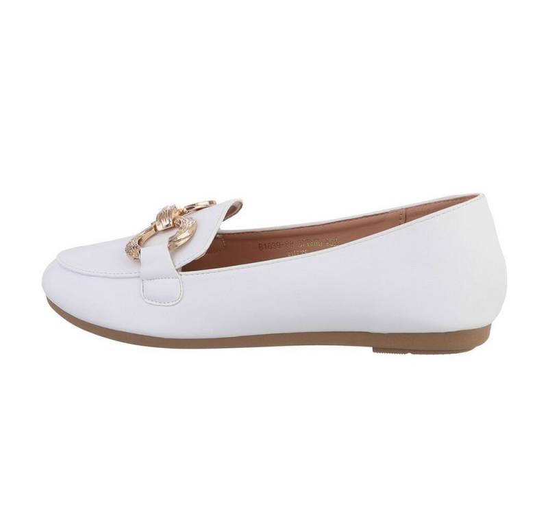 Ital-Design Damen Mokassins Freizeit Slipper (79359328) Blockabsatz Mokassins in Weiß von Ital-Design