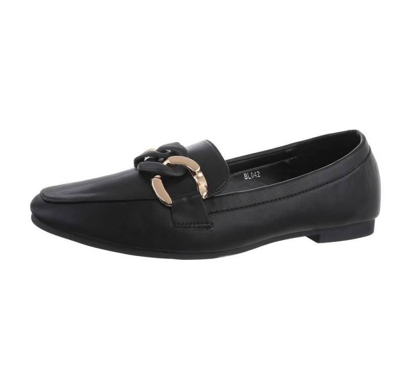 Ital-Design Damen Mokassins Freizeit Slipper (79598957) Blockabsatz Mokassins in Schwarz von Ital-Design