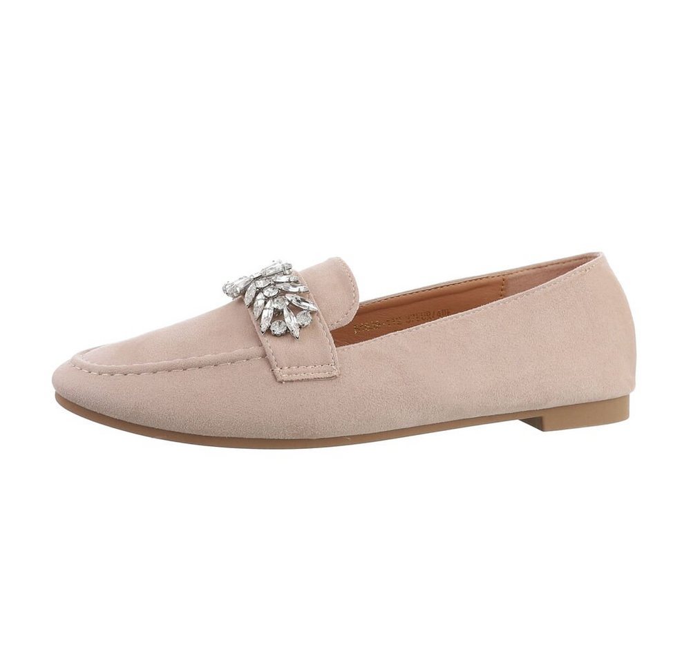 Ital-Design Damen Mokassins Freizeit Slipper (81278207) Blockabsatz Mokassins in Beige von Ital-Design