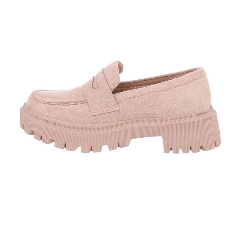 Ital-Design Damen Mokassins Freizeit Slipper (84018695) Blockabsatz Mokassins in Hellbraun von Ital-Design