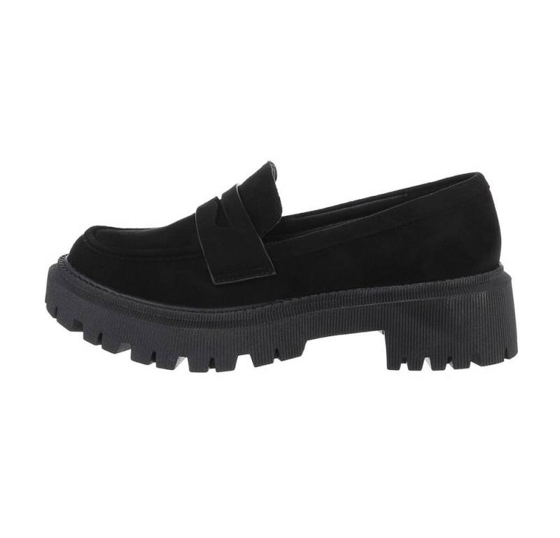 Ital-Design Damen Mokassins Freizeit Slipper (84018707) Blockabsatz Mokassins in Schwarz von Ital-Design