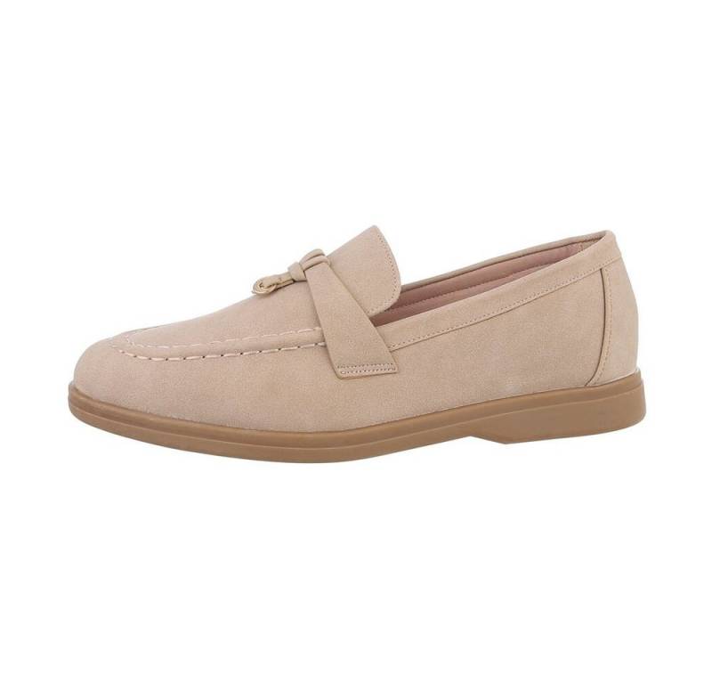 Ital-Design Damen Mokassins Freizeit Slipper (85743997) Blockabsatz Mokassins in Hellbraun von Ital-Design