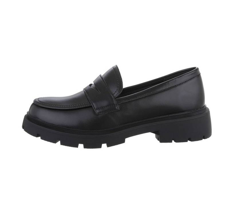 Ital-Design Damen Mokassins Freizeit Slipper (85960545) Blockabsatz Mokassins in Schwarz von Ital-Design