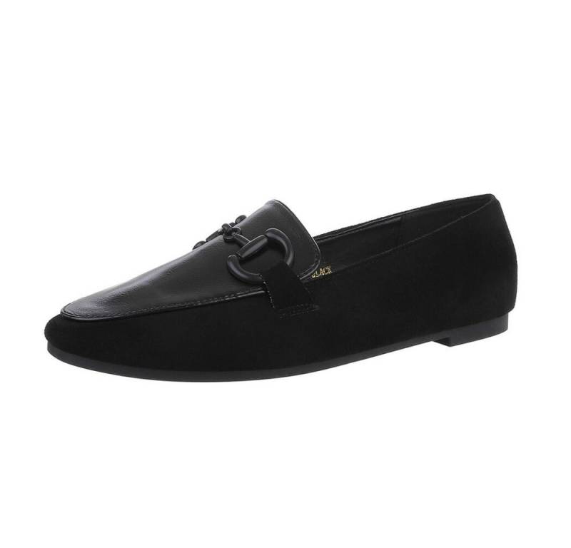 Ital-Design Damen Mokassins Freizeit Slipper (86188151) Blockabsatz Mokassins in Schwarz von Ital-Design