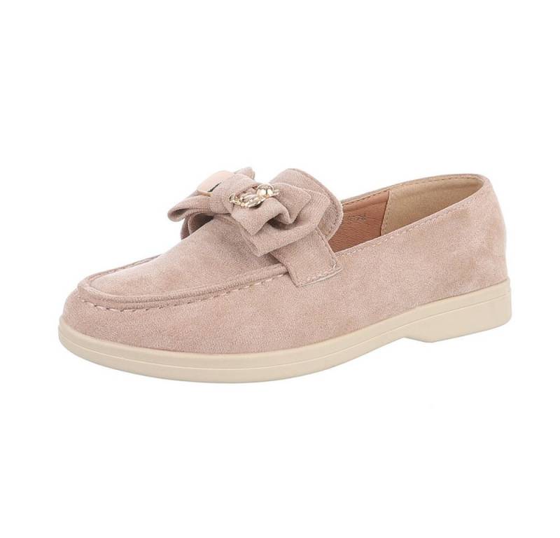 Ital-Design Damen Mokassins Freizeit Slipper (87118037) Blockabsatz Mokassins in Hellbraun von Ital-Design