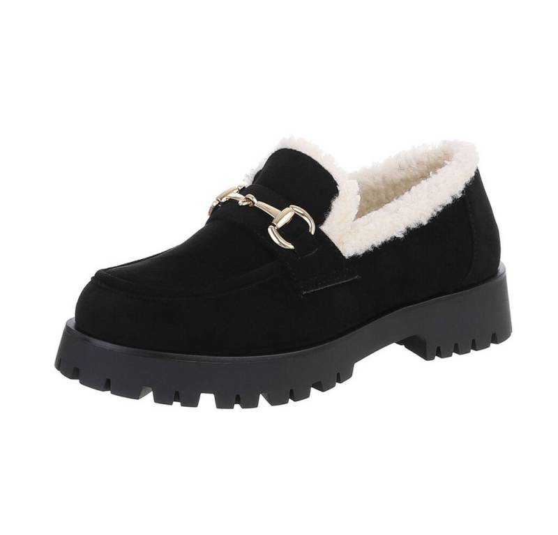 Ital-Design Damen Mokassins Freizeit Slipper (87124670) Blockabsatz Mokassins in Schwarz von Ital-Design