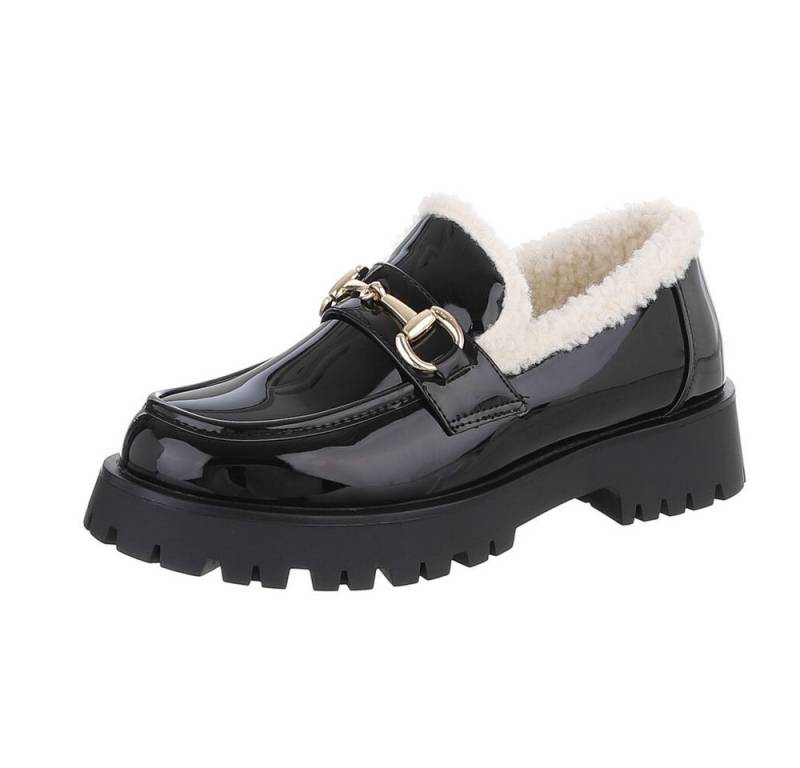 Ital-Design Damen Mokassins Freizeit Slipper (87124675) Blockabsatz Mokassins in Schwarz von Ital-Design