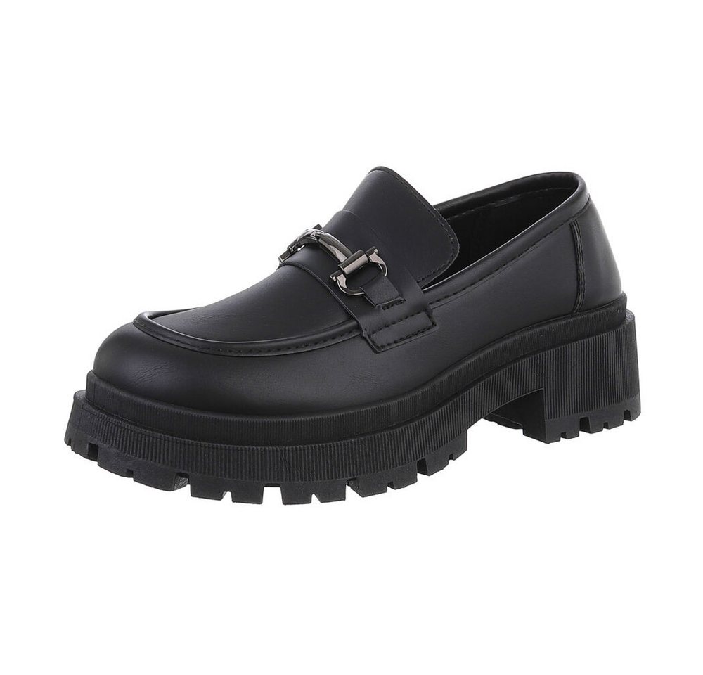 Ital-Design Damen Mokassins Freizeit Slipper (87214323) Blockabsatz Mokassins in Schwarz von Ital-Design