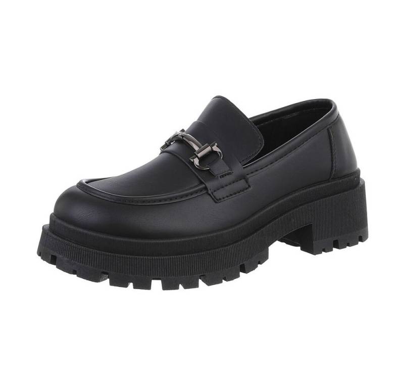 Ital-Design Damen Mokassins Freizeit Slipper (87214323) Blockabsatz Mokassins in Schwarz von Ital-Design