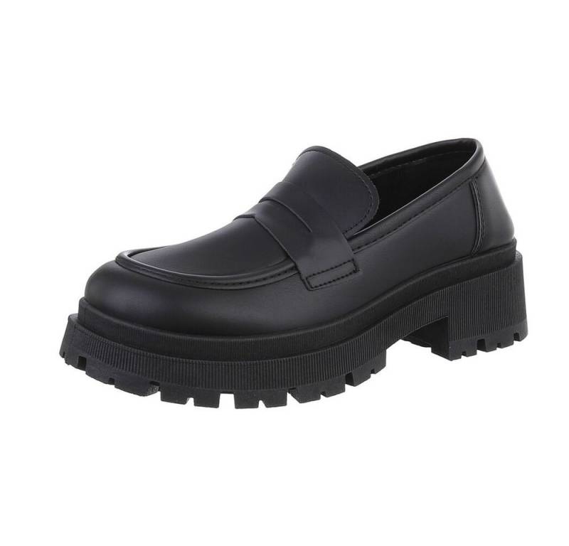 Ital-Design Damen Mokassins Freizeit Slipper (87214335) Blockabsatz Mokassins in Schwarz von Ital-Design