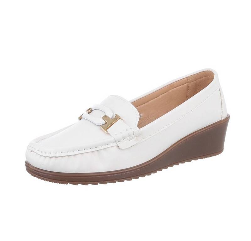 Ital-Design Damen Mokassins Freizeit Slipper (87214404) Keilabsatz/Wedge Mokassins in Weiß von Ital-Design