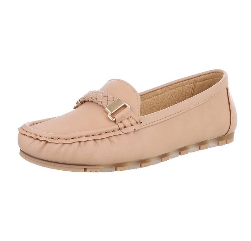 Ital-Design Eleganter Slipper – Bequeme Alltagsschuhe für Damen Slipper (89368813) Flach Mokassins in Hellbraun von Ital-Design