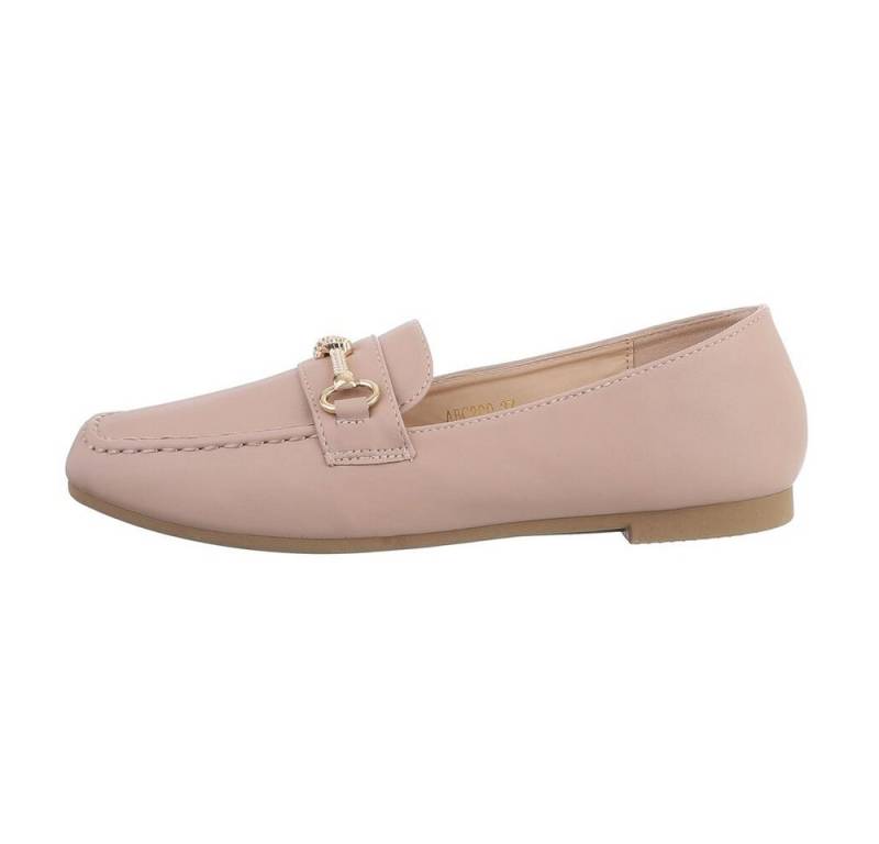 Ital-Design Damen Mokassins Freizeit Slipper Blockabsatz Mokassins in Hellbraun von Ital-Design