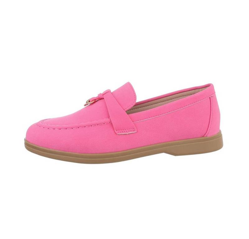Ital-Design Damen Mokassins Freizeit Slipper Blockabsatz Mokassins in Pink von Ital-Design