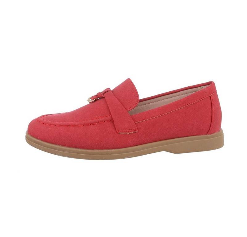 Ital-Design Damen Mokassins Freizeit Slipper Blockabsatz Mokassins in Rot von Ital-Design