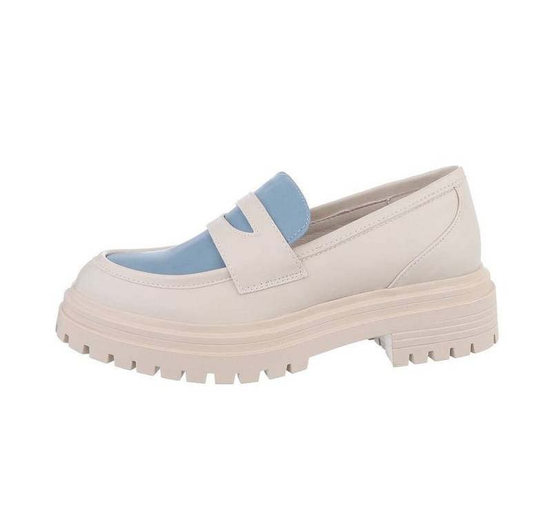 Ital-Design Damen Mokassins Freizeit Slipper Blockabsatz Mokassins in Schwarz von Ital-Design