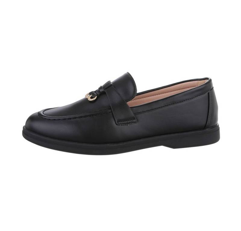 Ital-Design Damen Mokassins Freizeit Slipper Blockabsatz Mokassins in Schwarz von Ital-Design