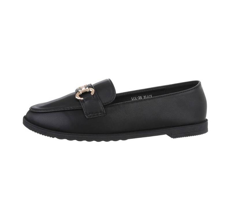 Ital-Design Damen Mokassins Freizeit Slipper Blockabsatz Mokassins in Schwarz von Ital-Design