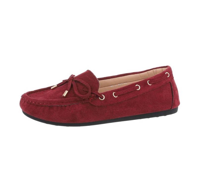 Ital-Design Damen Mokassins Freizeit Slipper Flach Mokassins in Weinrot von Ital-Design